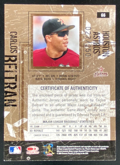 2004 Donruss Leather & Lumber Carlos Beltran #66 trading card
