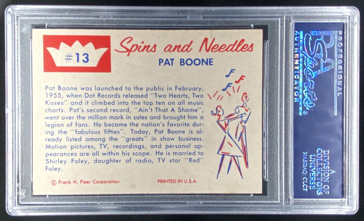 1960 Fleer Spins and Needles Pat Boone #13 graded PSA 7 trading card