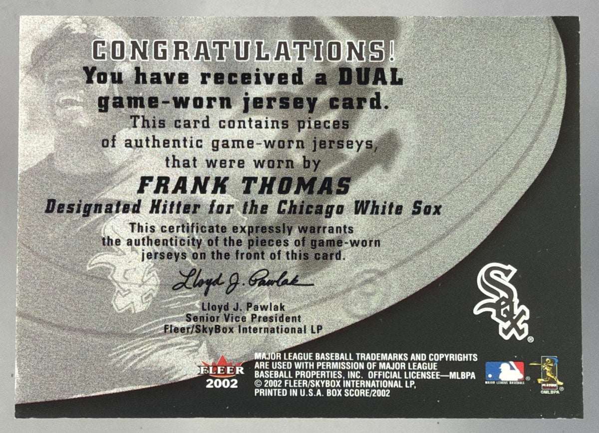 2002 Fleer Box Score Amazing Greats Frank Thomas Dual Jersey