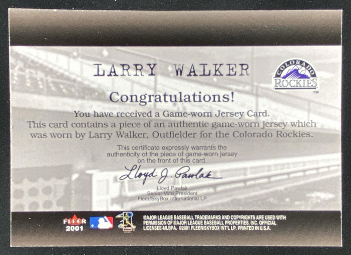 2001 Fleer Genuine Larry Walker trading card