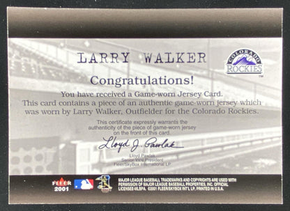 2001 Fleer Genuine Larry Walker trading card
