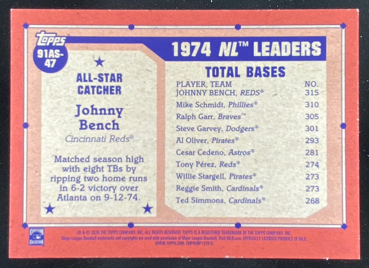 2026 Topps Series 2 Johnny Bench #91AS-47 trading card