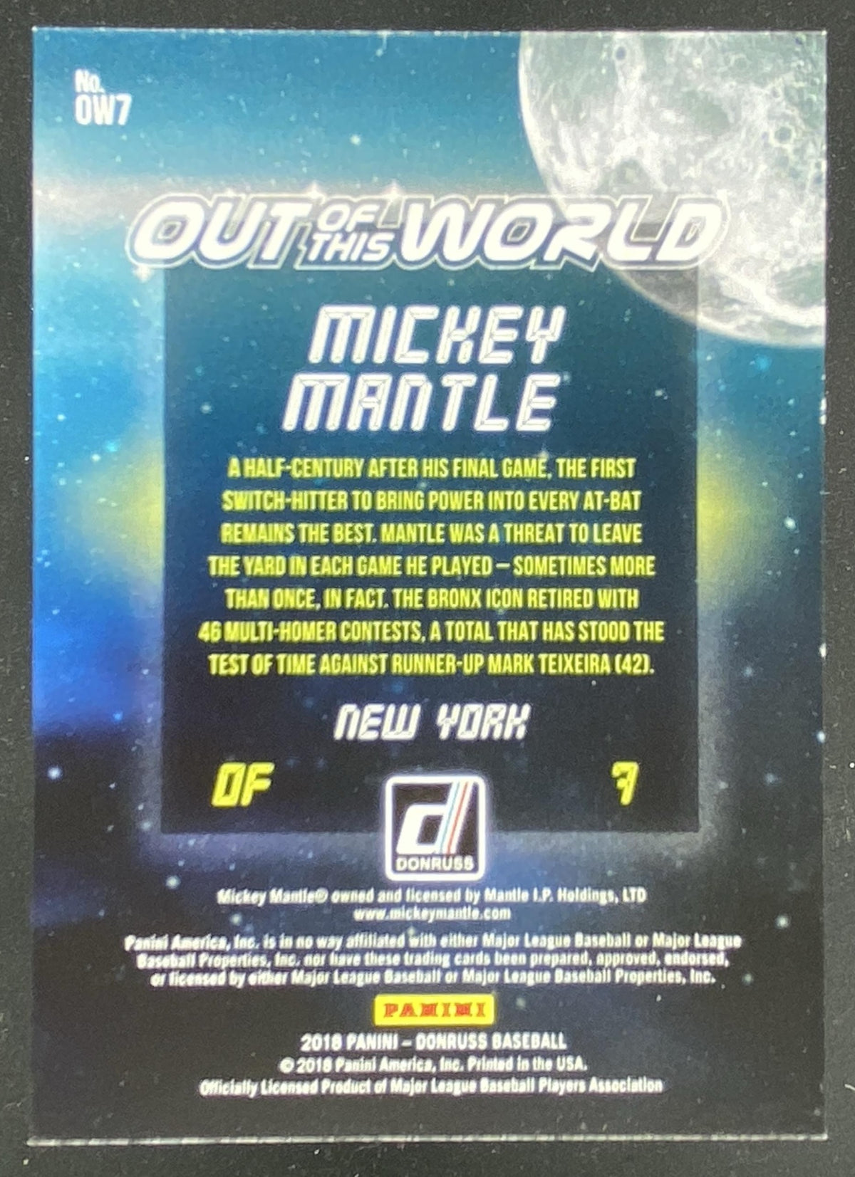 2018 Panini Donruss Mickey Mantle #OW7 trading card