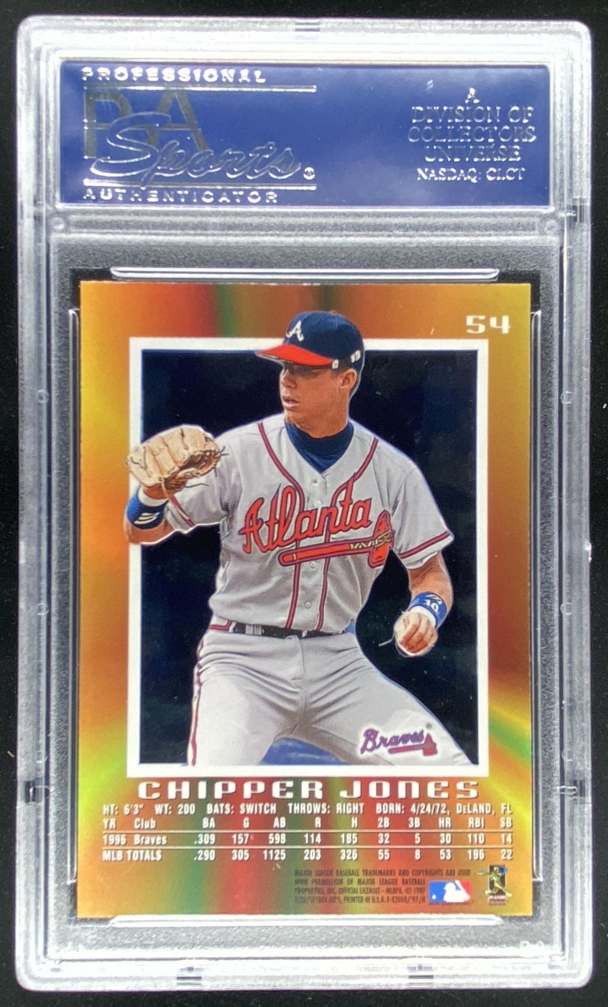 1997 Skybox E-X2000 Chipper Jones #54 graded PSA 10 trading card