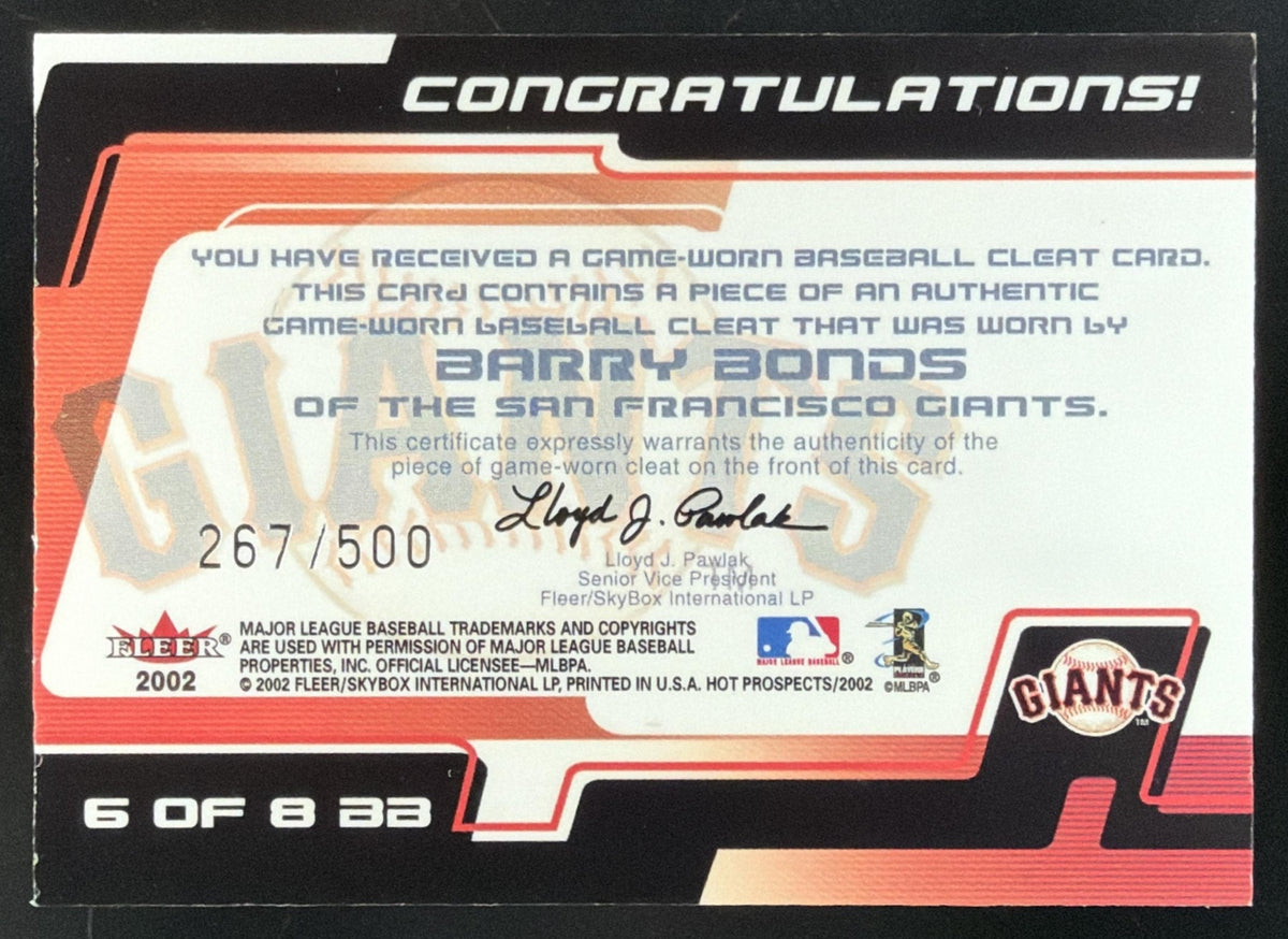 2002 Fleer Hot Prospects Barry Bonds Jersey /500