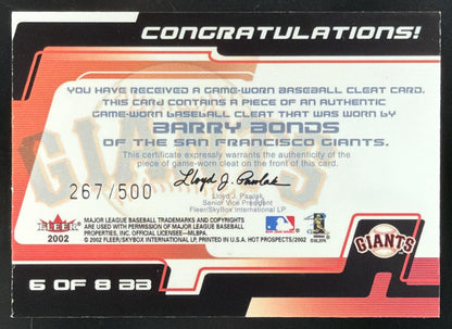2002 Fleer Hot Prospects Barry Bonds Jersey /500