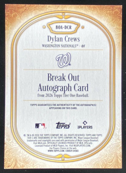 2026 Topps Tier One Dylan Crews #BOA-DCR trading card