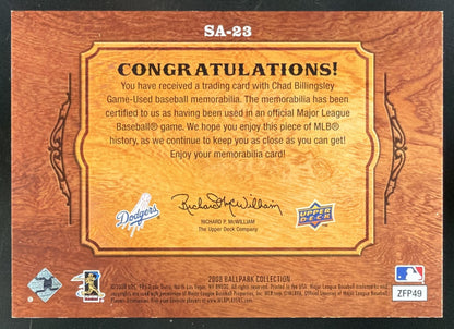 2008 Upper Deck Ballpark Collection Chad Billingsley Jersey Button /5