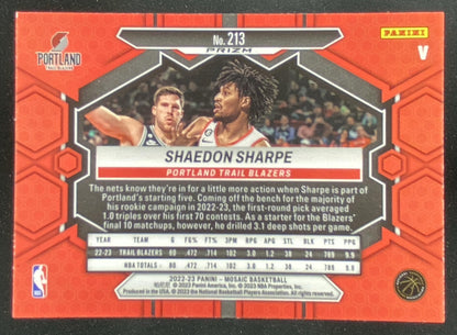 2022 Panini Mosaic Shaedon Sharpe #213 trading card