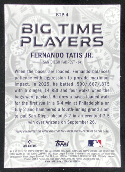 2026 Topps Chrome Fernando Tatis Jr. #BTP-4 trading card