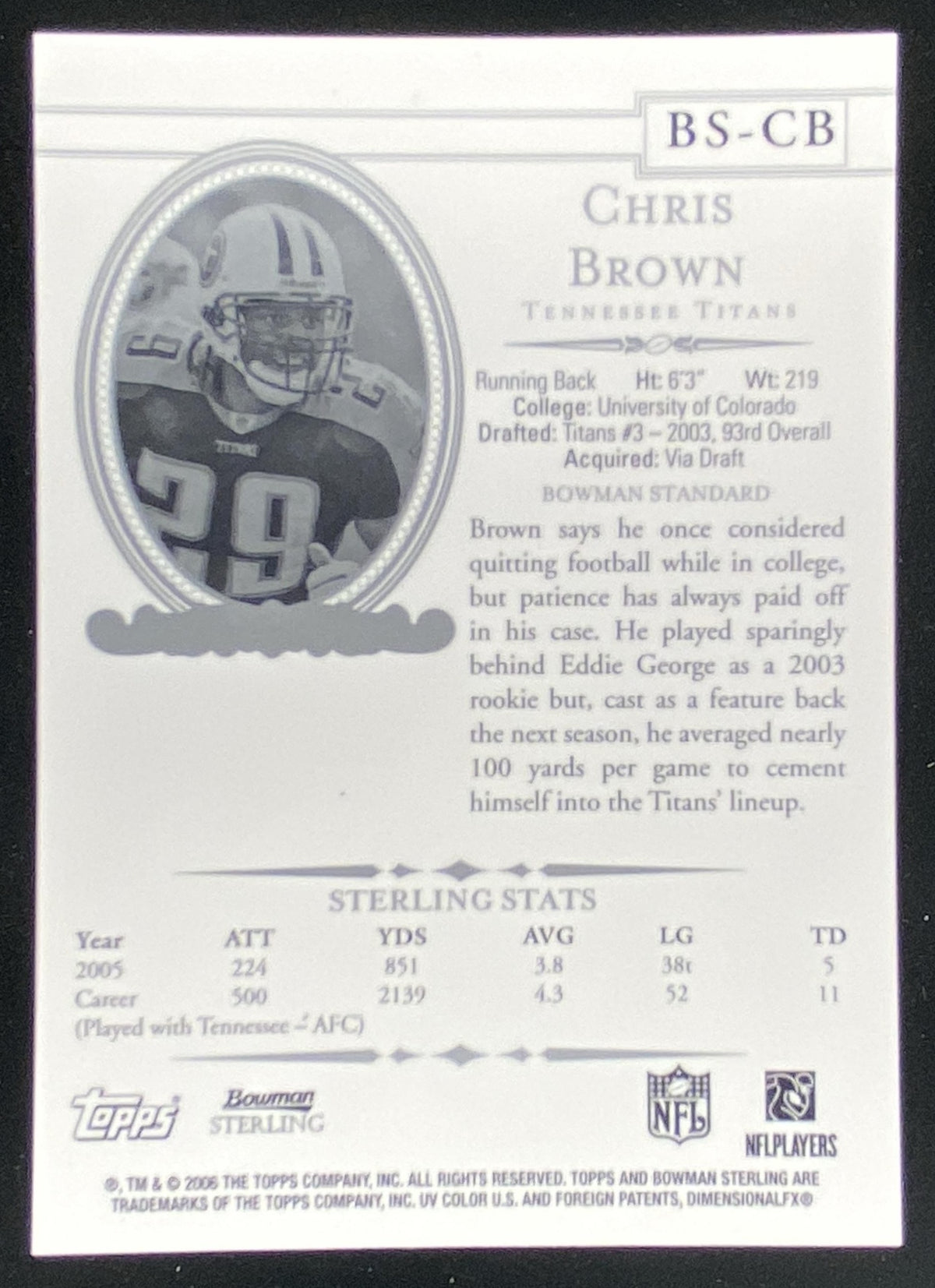 2006 Bowman Sterling Chris Brown #BS-CB trading card