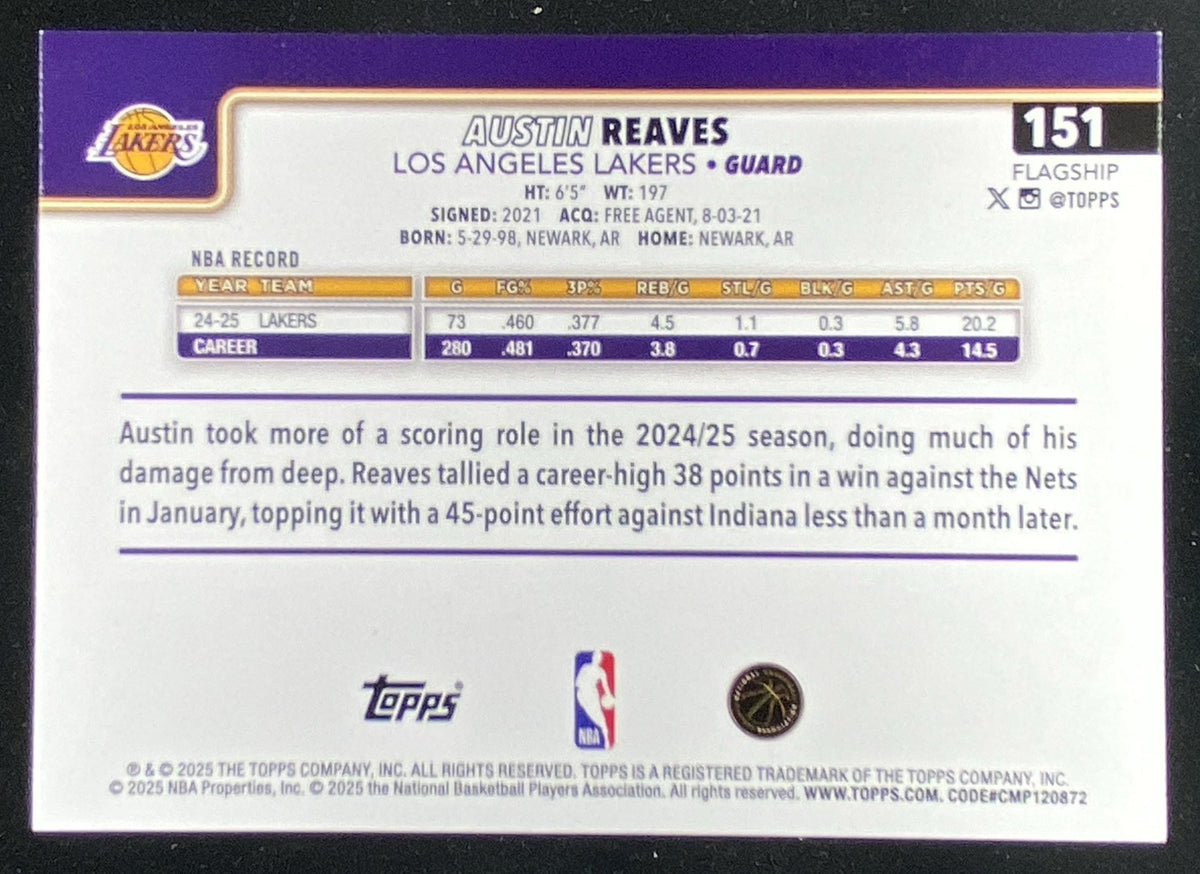 2025 Topps Austin Reaves trading card