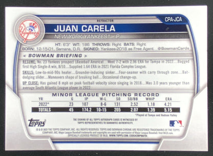 2023 Bowman Juan Carela #CPA-JCA trading card