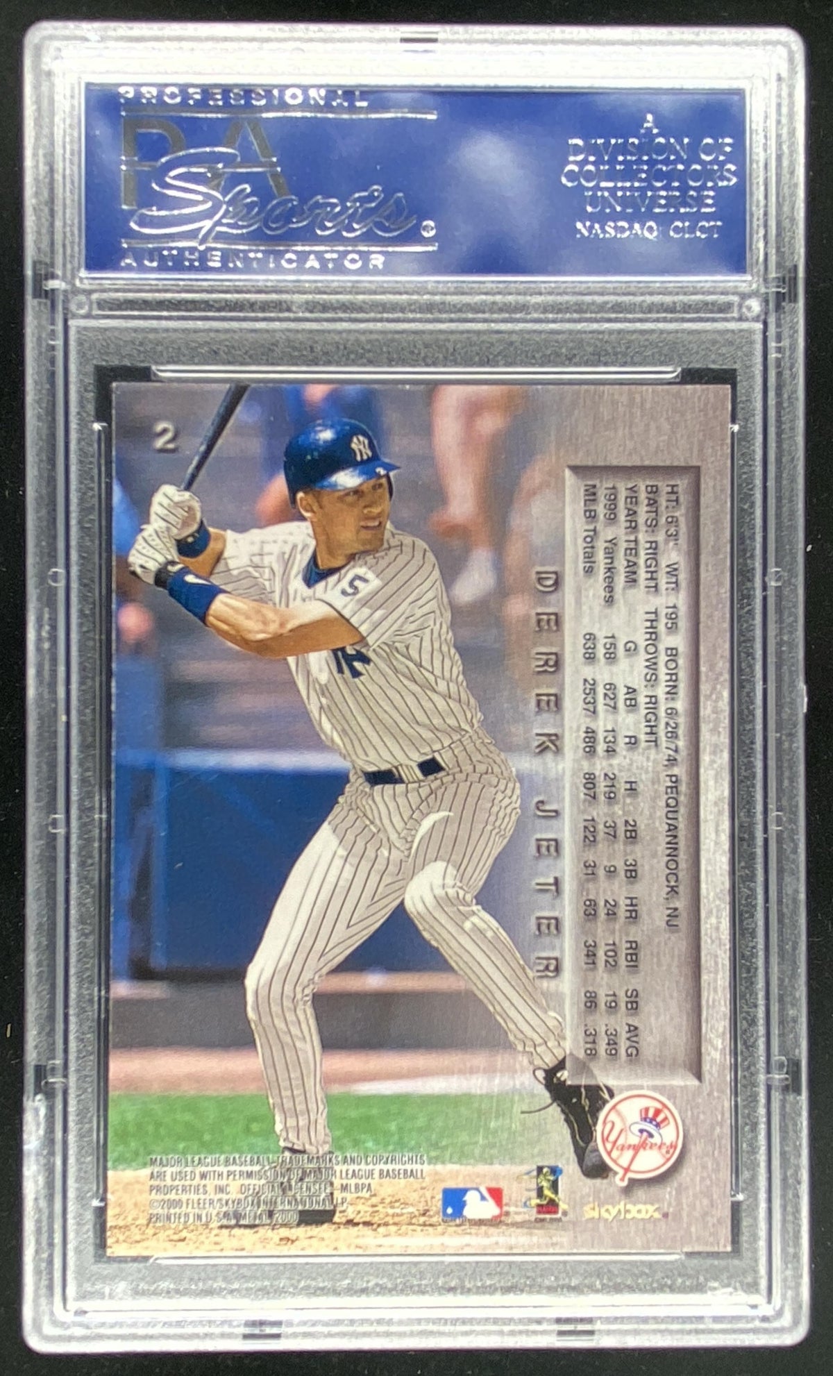 2000 Skybox Metal Derek Jeter #2 graded PSA 10 trading card