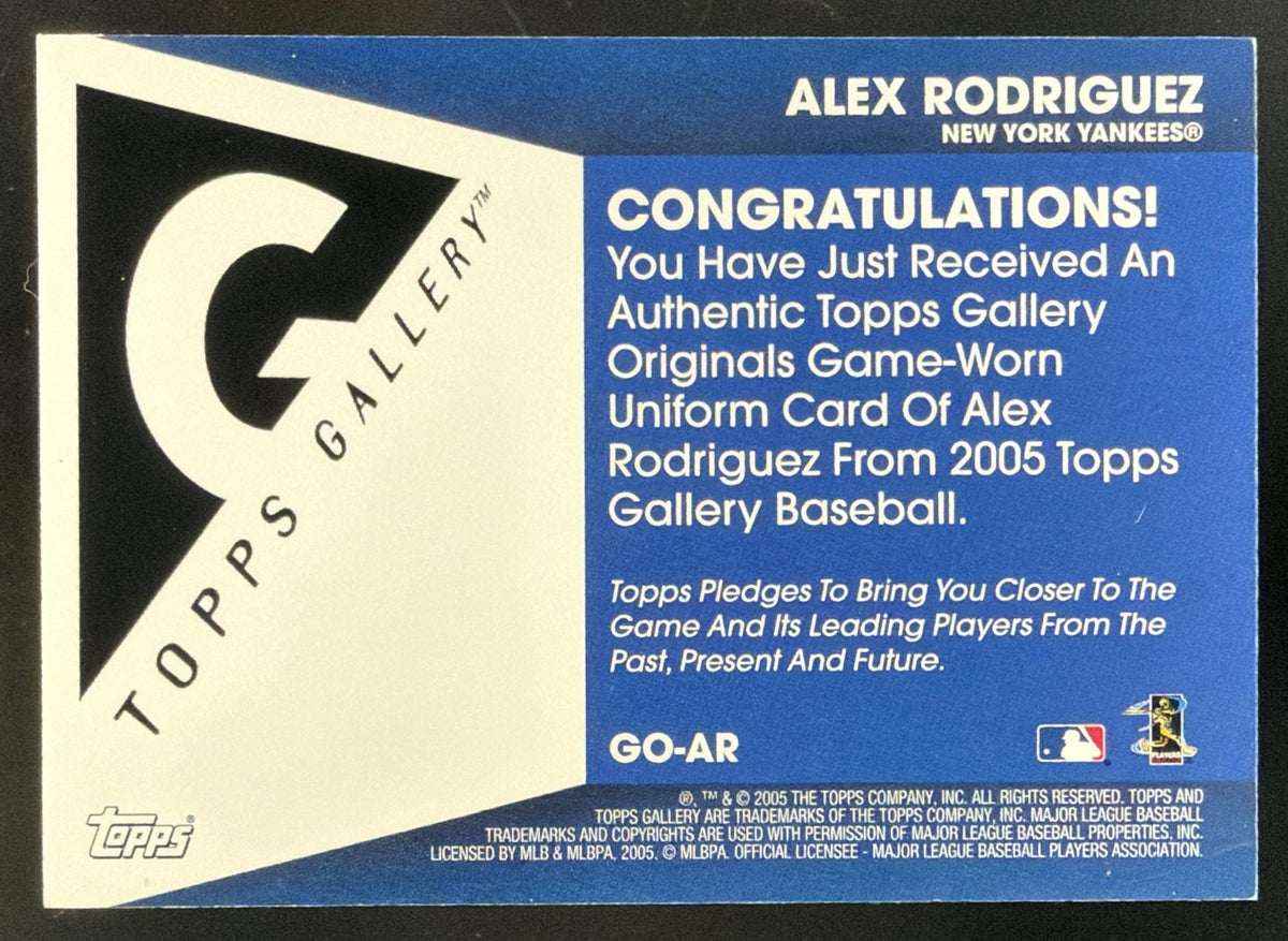 2005 Topps Gallery Originals Alex Rodriguez Jersey
