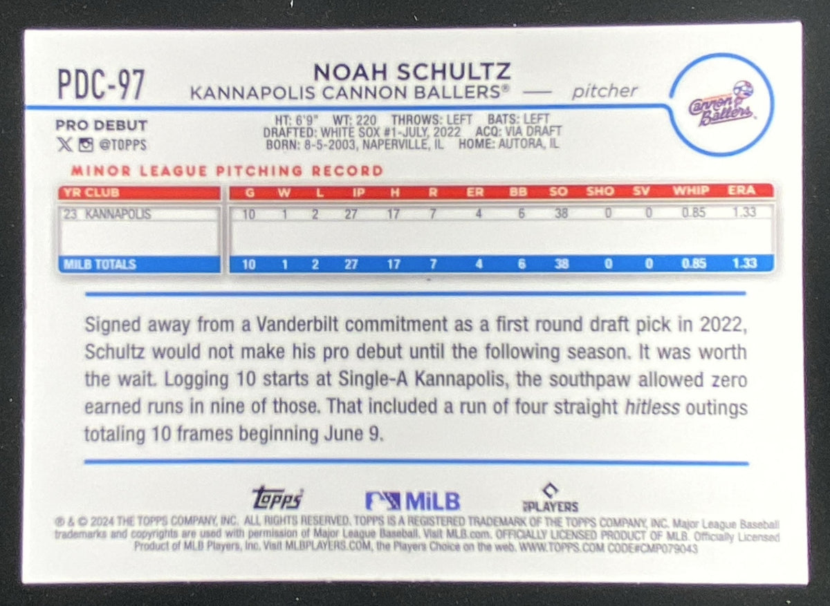 2024 Topps Pro Debut Noah Schultz #PDC-97 trading card