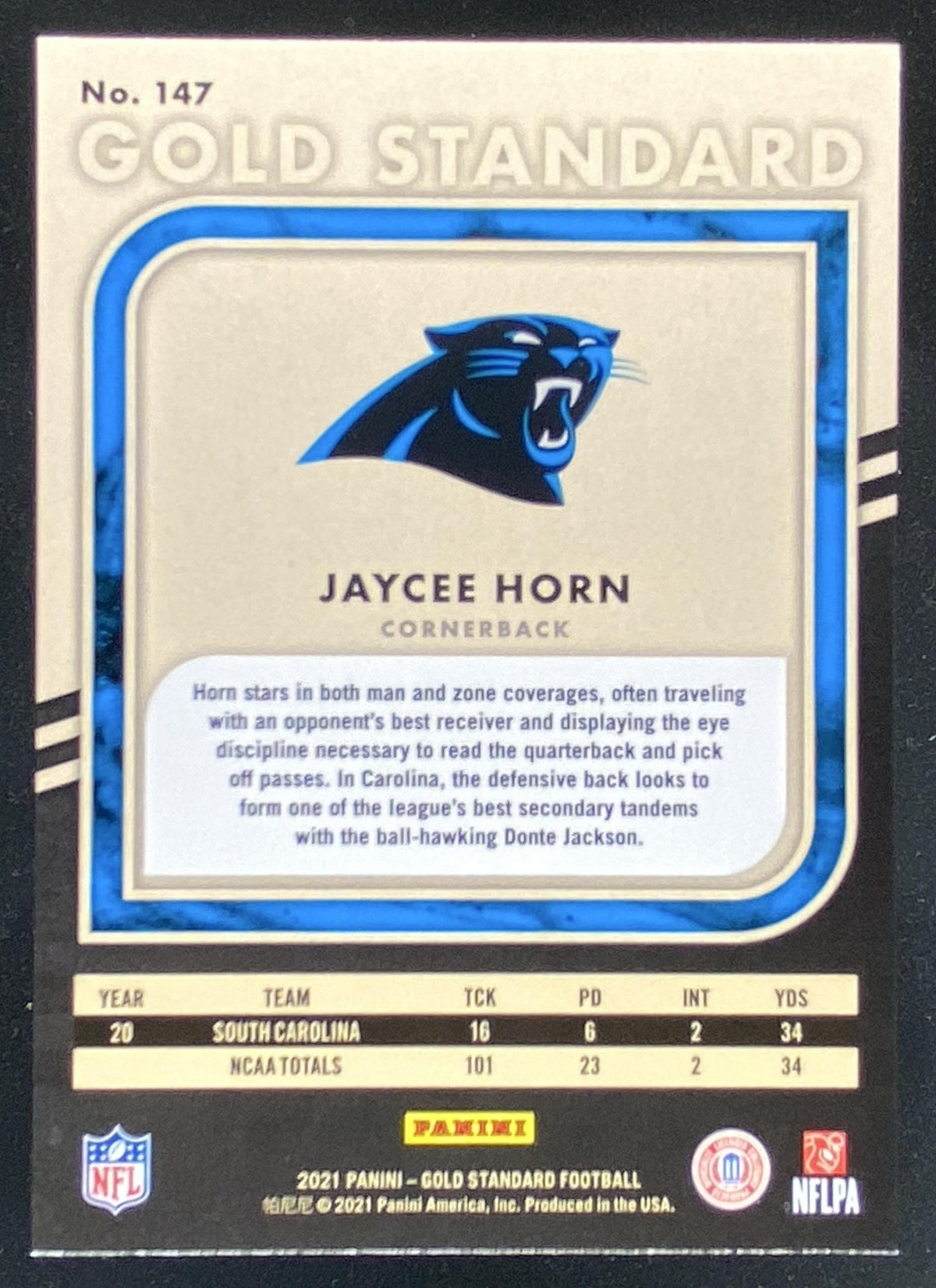 2021 Panini Gold Standard Jaycee Horn #147 trading card