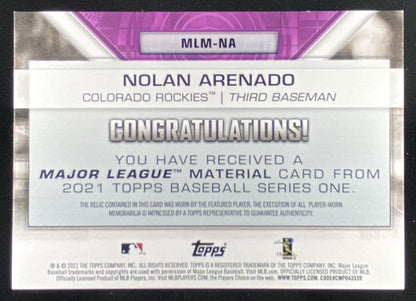 2021 Topps Nolan Arenado #MLM-NA trading card