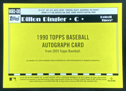 2025 Topps Dillon Dingler #90B2-DD trading card