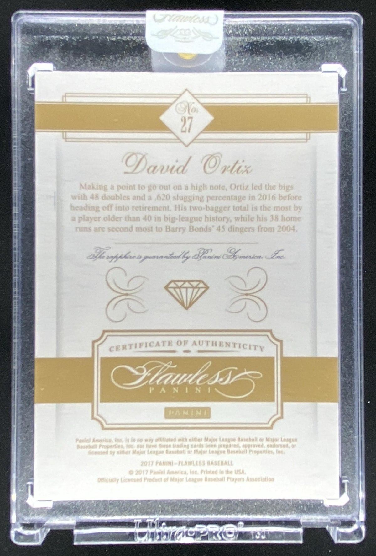 2017 Panini Flawless David Ortiz #27 trading card