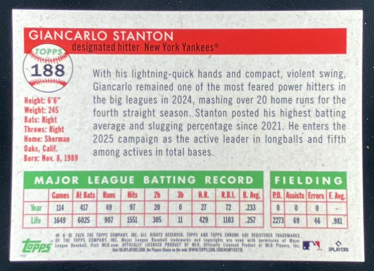 2025 Topps Chrome Platinum Anniversary Giancarlo Stanton trading card