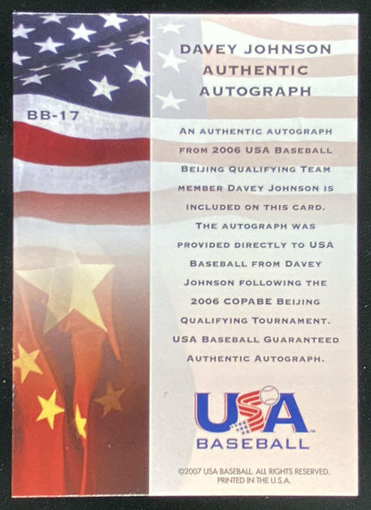 2007 USA Baseball Davey Johnson #BB-17 trading card