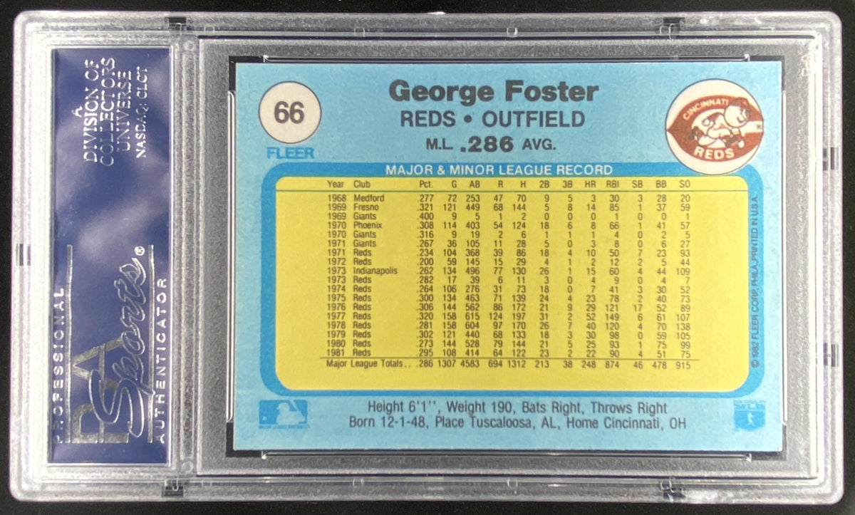 1982 Fleer George Foster #66 graded PSA 10 trading card