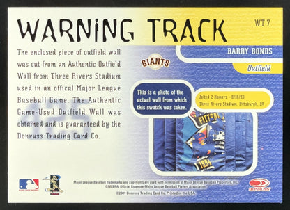 2001 Donruss Studio Warning Track Barry Bonds Stadium Wall