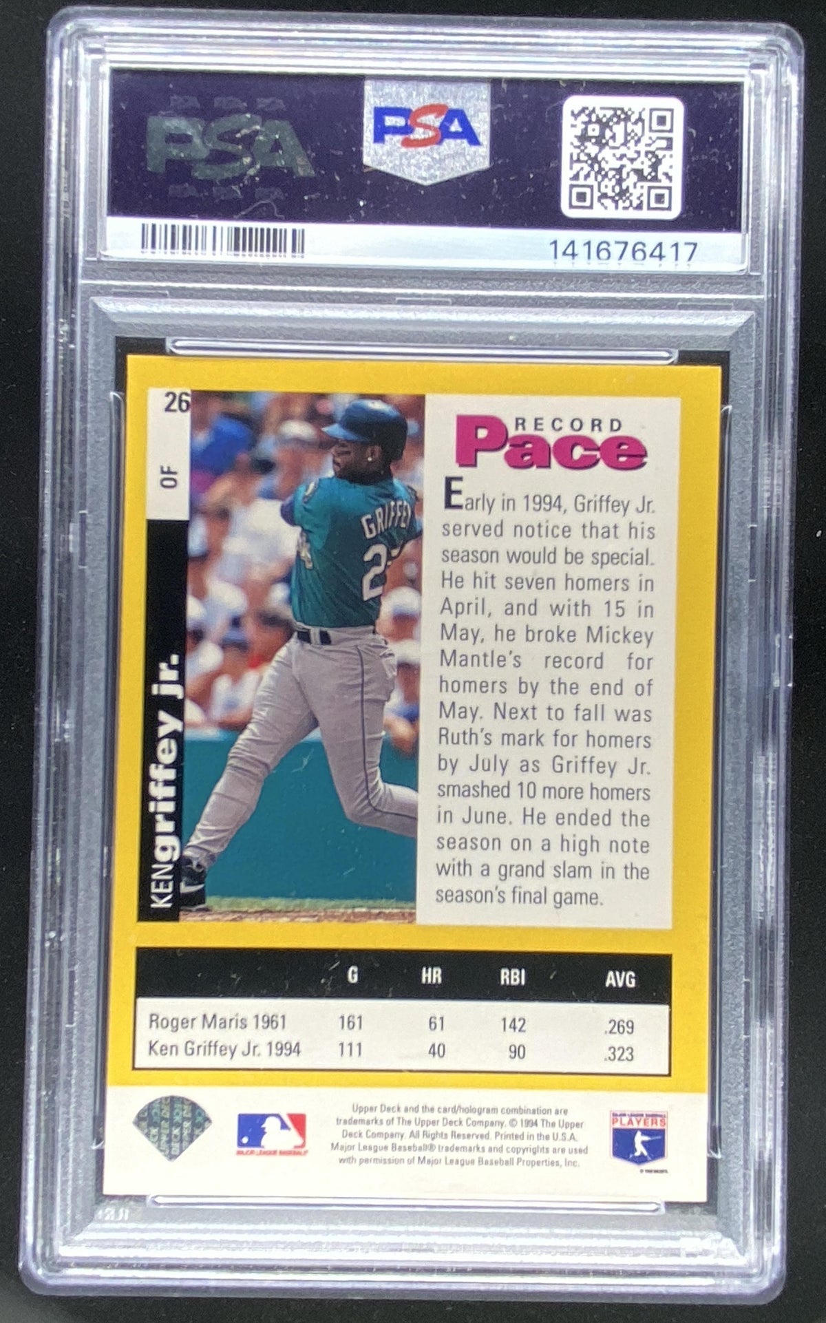 1995 Upper Deck Collector's Choice SE Ken Griffey Jr. #26 graded PSA 8 trading card