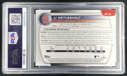 2025 Bowman JJ Wetherholt #BP22 graded PSA 10 trading card