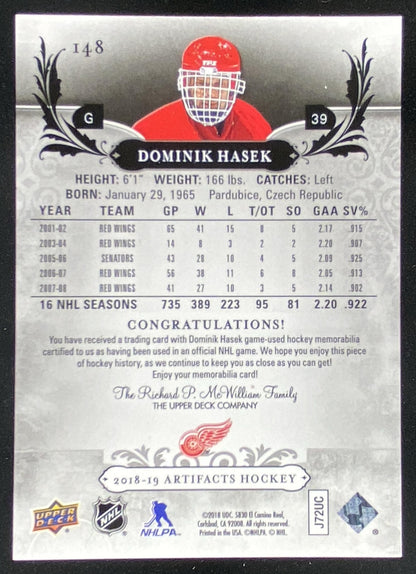 2018 Upper Deck Artifacts Dominik Hasek #148 trading card