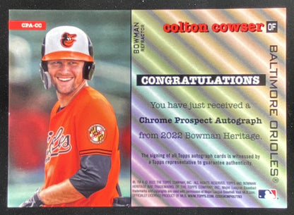 2022 Bowman Colton Cowser #CPA-CC trading card