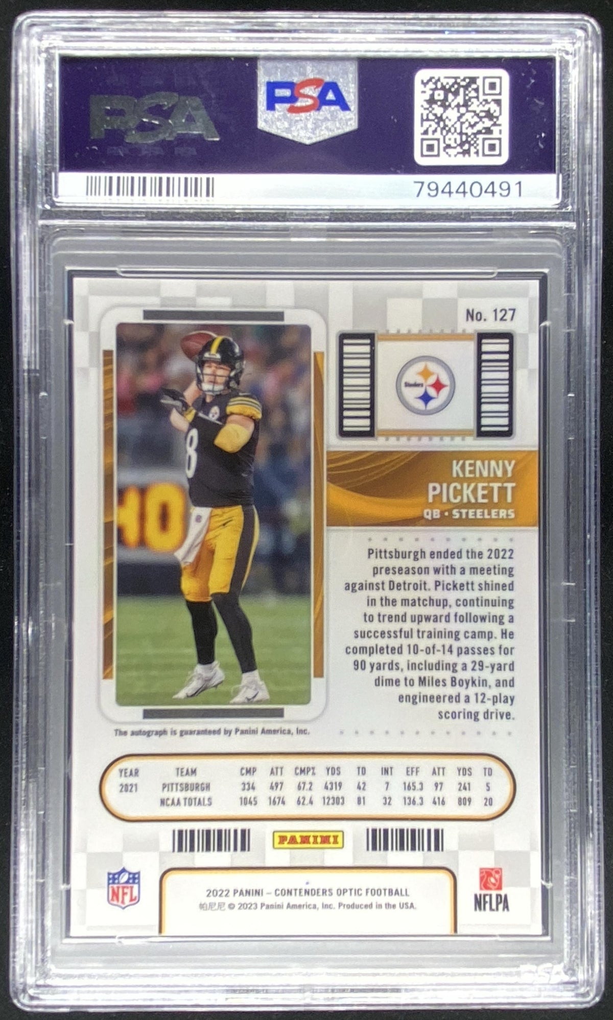 2022 Panini Contenders Optic Kenny Pickett #127 graded PSA 10 trading card