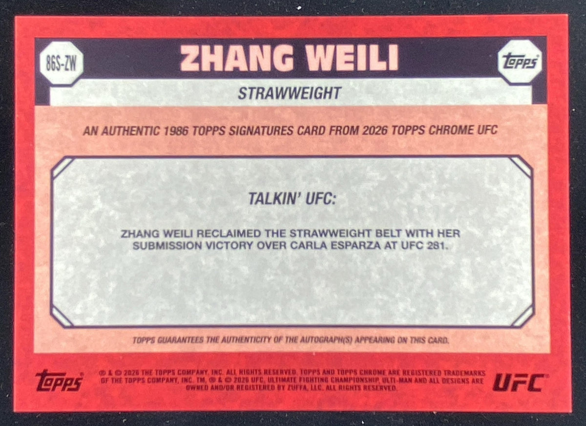 2026 Topps Chrome UFC Zhang Weili trading card