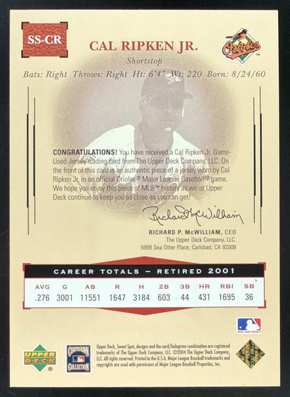 2004 Upper Deck Sweet Spot Classic Cal Ripken Jr. Jersey /275