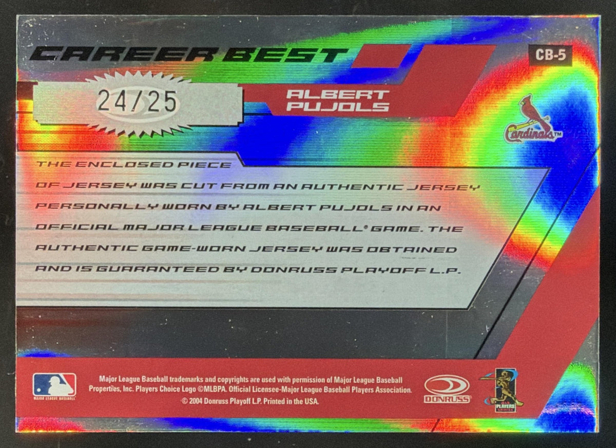 2004 Donruss Elite Extra Edition Career Best Albert Pujols Patch /25