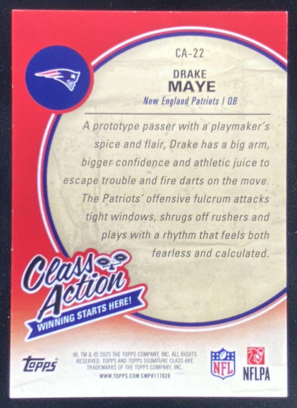 2025 Topps Signature Class Drake Maye #CA-22 trading card