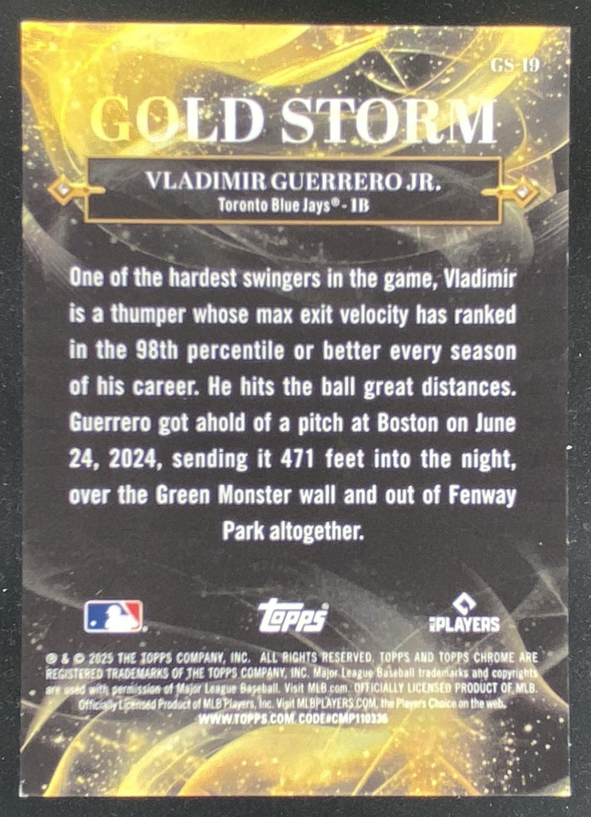 2025 Topps Gilded Collection Vladimir Guerrero Jr. #GS-19 trading card
