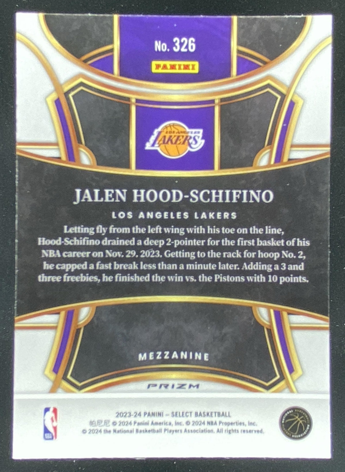 2023 Panini Select Jalen Hood-Schifino trading card