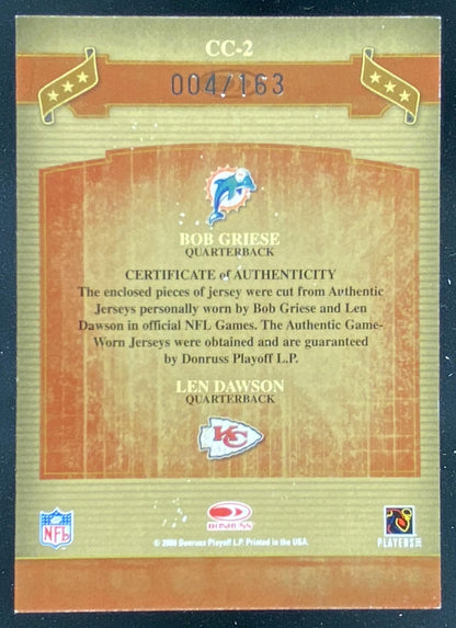 2006 Donruss Classics Bob Griese / Len Dawson #CC-2 trading card