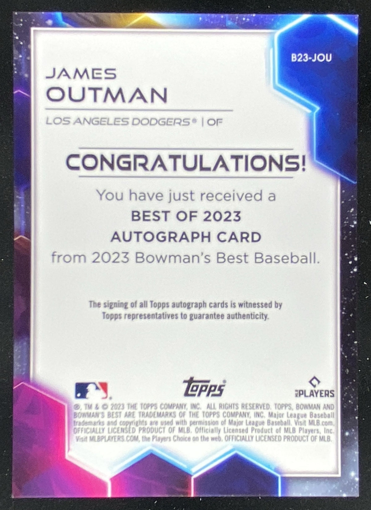 2023 Bowman's Best James Outman #B23-JOU trading card