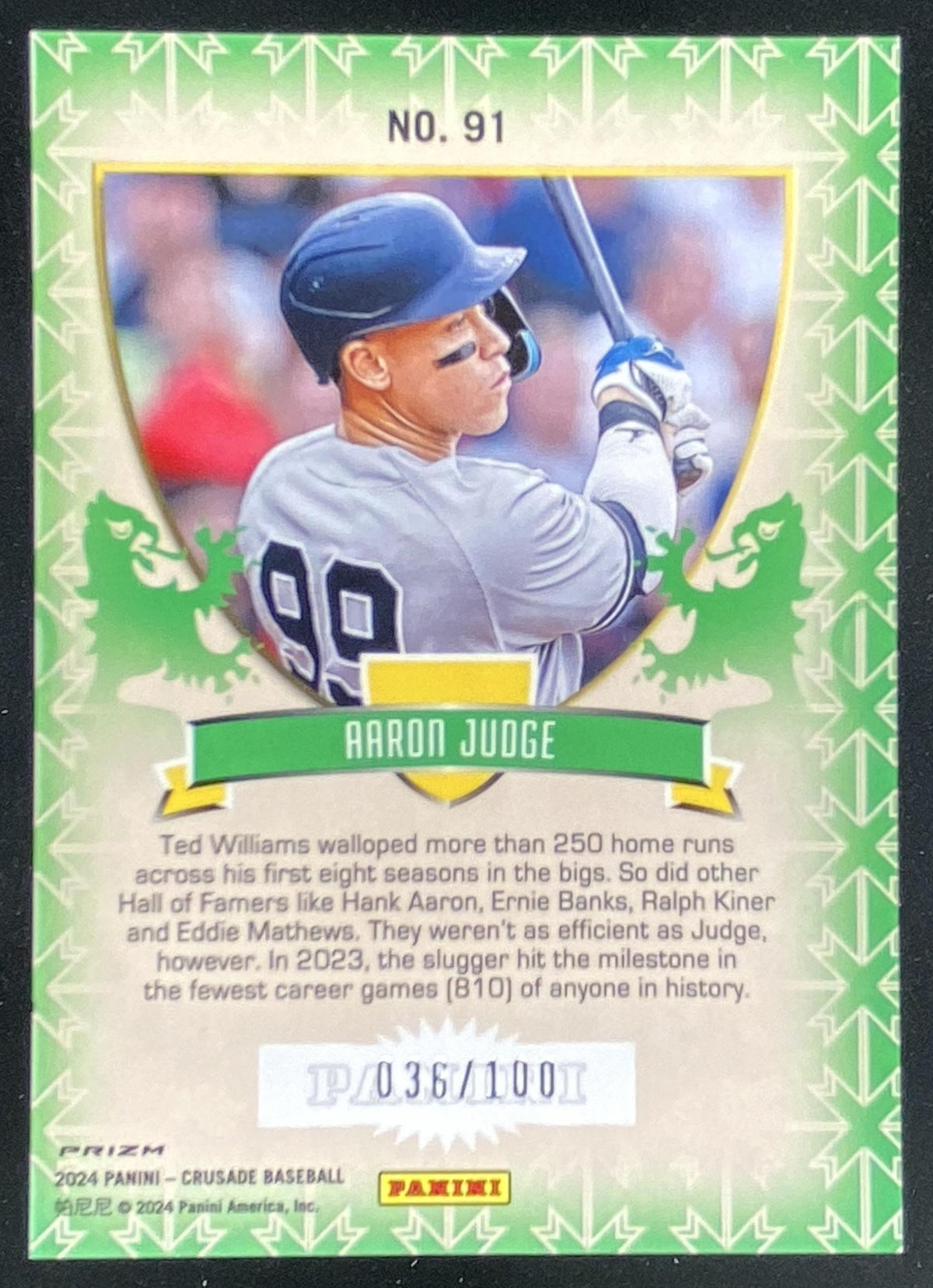 2024 Panini Crusade Aaron Judge #91 trading card
