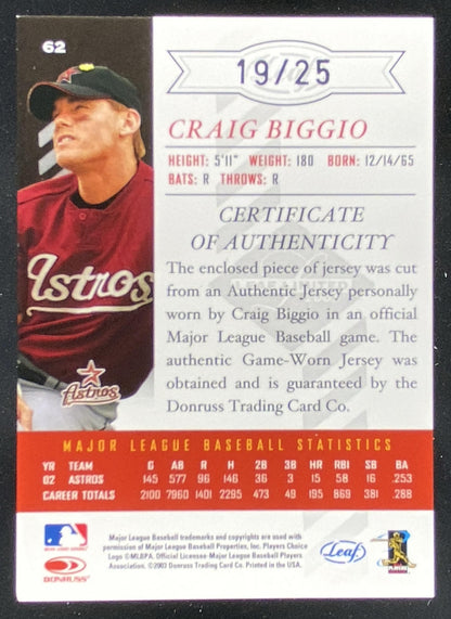 2003 Leaf Limited Craig Biggio #62 trading card