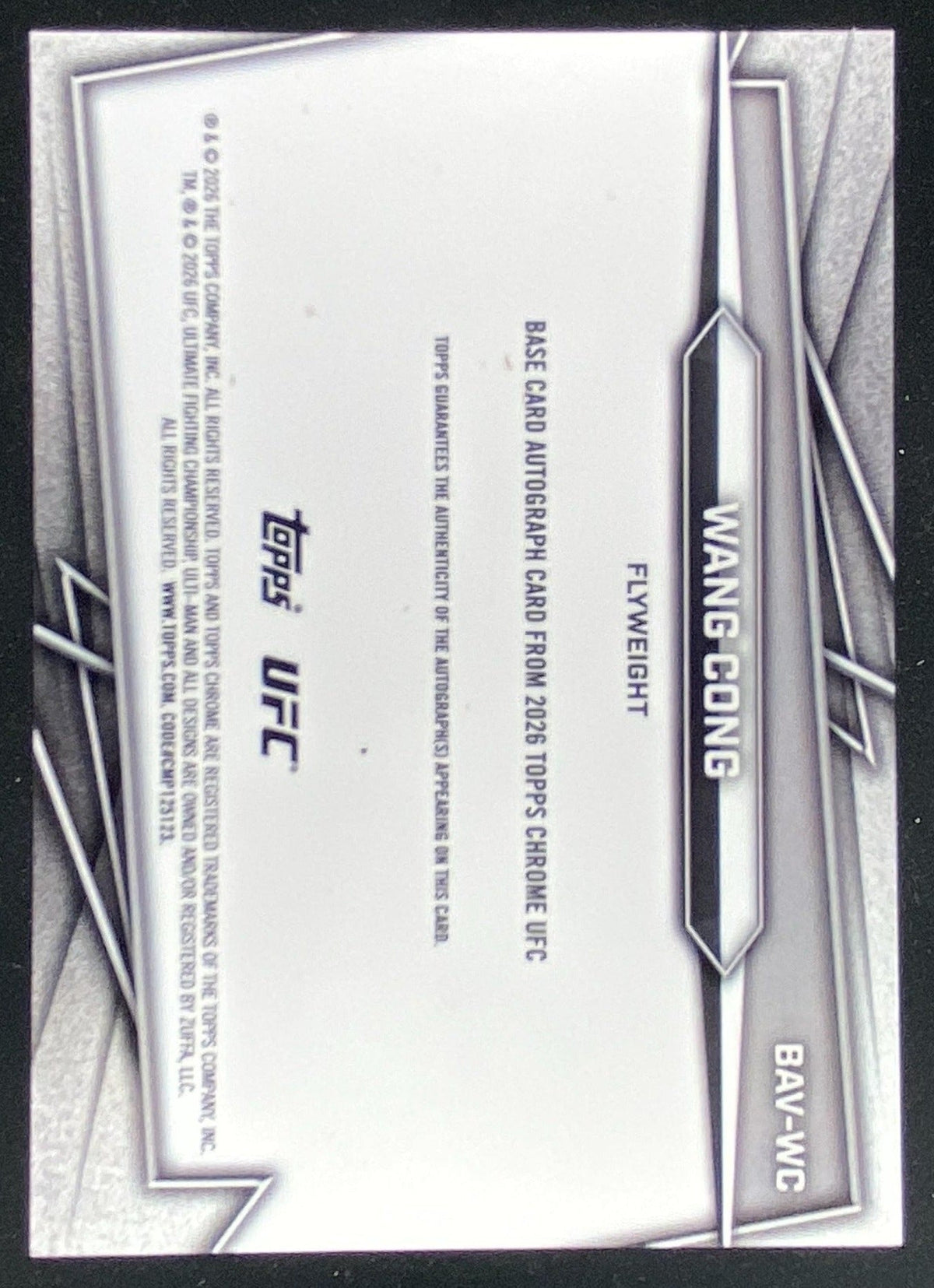 2026 Topps Chrome UFC Wang Cong trading card