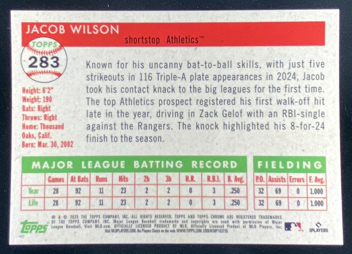 2025 Topps Chrome Platinum Anniversary Jacob Wilson trading card