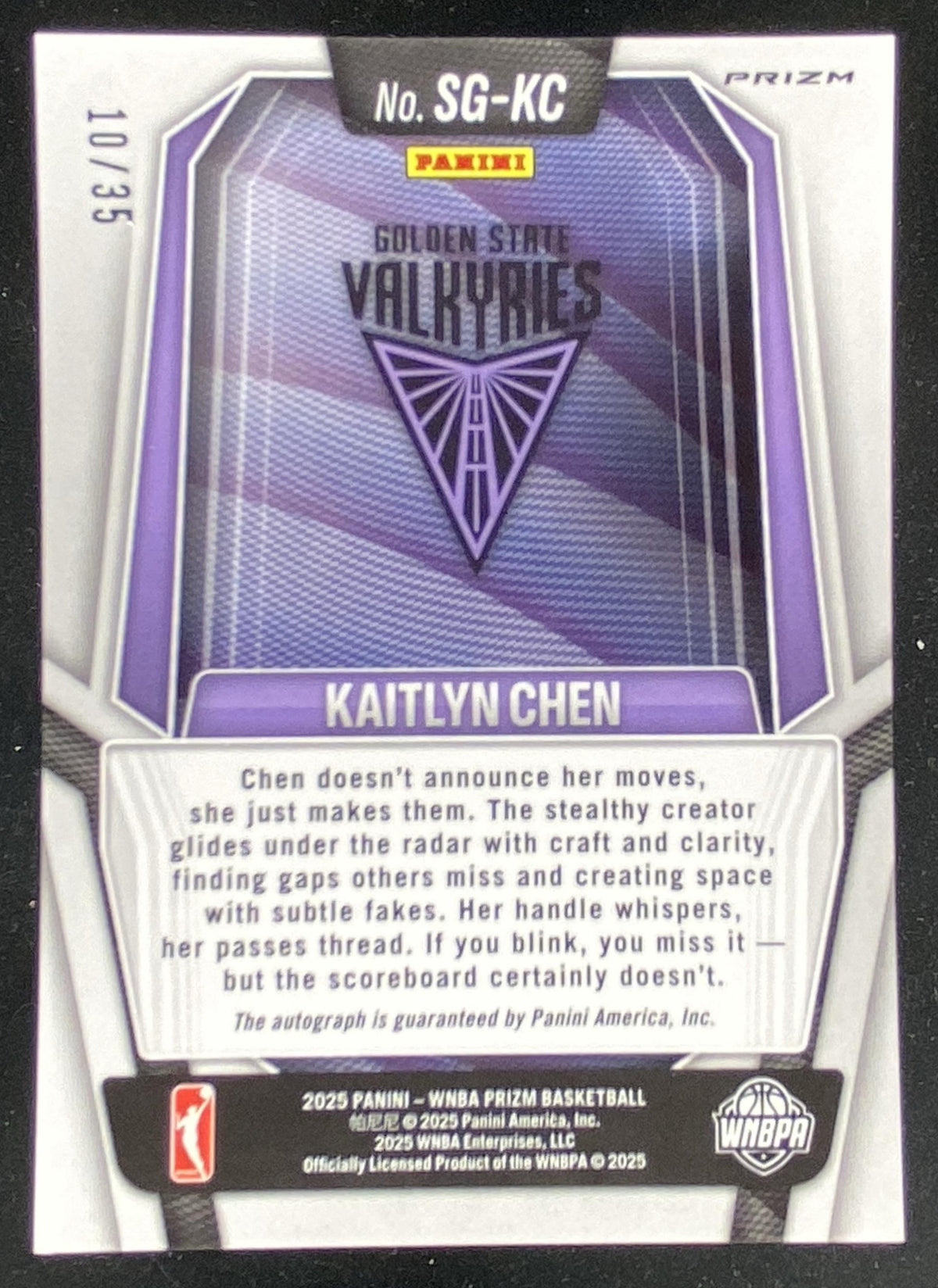 2025 Panini WNBA Prizm Kaitlyn Chen #SG-KC trading card
