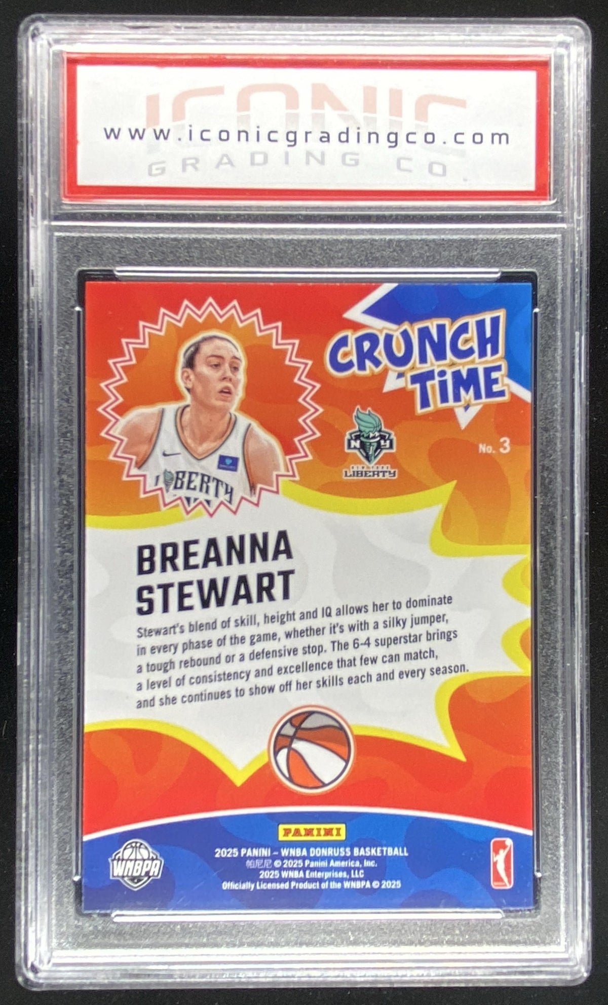 2025 Panini Donruss WNBA Breanna Stewart #3 graded ICONIC 10 trading card
