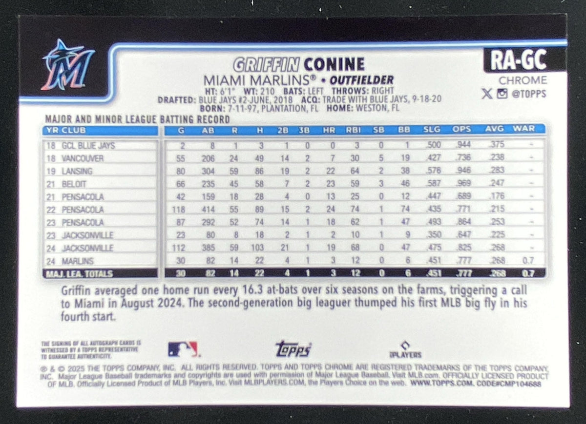 2025 Topps Chrome Update Griffin Conine trading card
