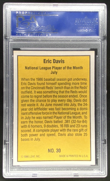 1986 Donruss Highlights Eric Davis #30 graded PSA 10 trading card