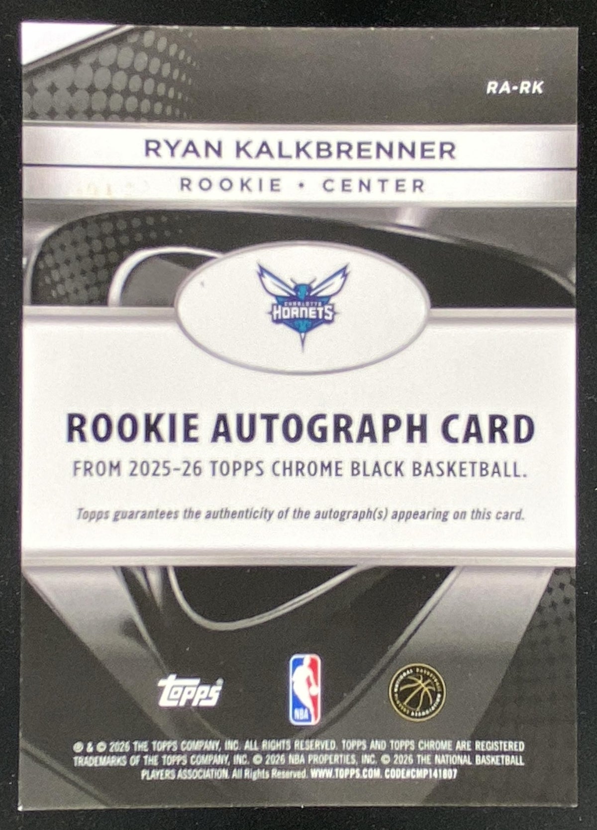 2025 Topps Chrome Ryan Kalkbrenner #RA-RK trading card